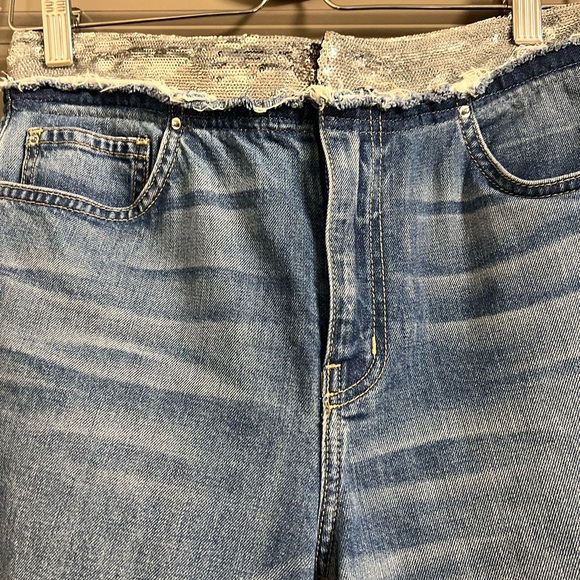 IRO Jeans Womens 27 Blue Silver Jones Sequin Embellished Mid Rise Slim Leg Denim - Picture 4 of 7